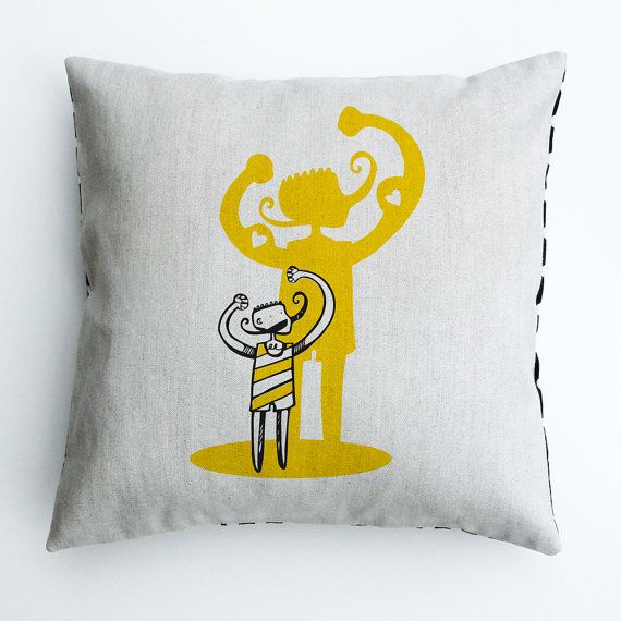 Throw pillows perfect for a kids' room: strongman