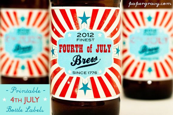 Fourth of July printable bottle labels