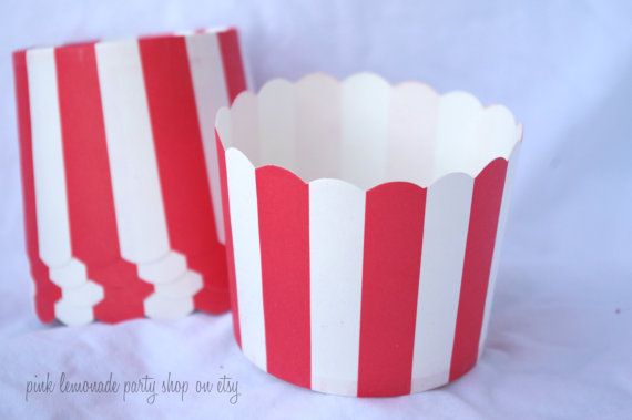 Patriotic red and white striped candy and favor cups