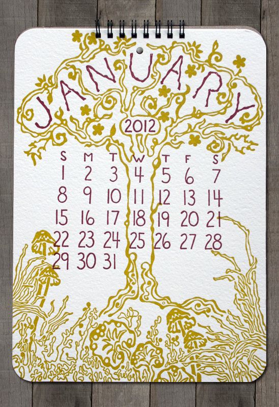 Spiral bound letterpress calendar from Old School Stationers 