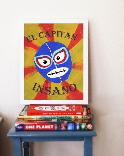 Mexican luchador art prints - El Capitán Insano