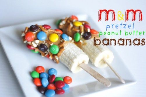 Leftover candy recipes: M&M Peanut Butter Banana Pops