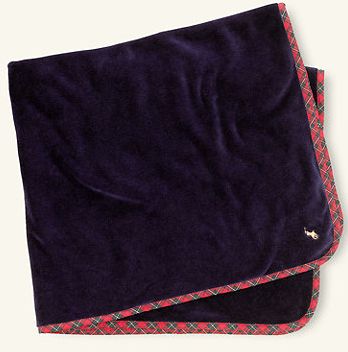 Ralph Lauren Tartan-Lined Velour Blanket