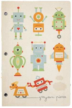 Personalized kids' journal with robots, from Minted