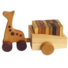 Wooden toys - giraffe and block wooden play set