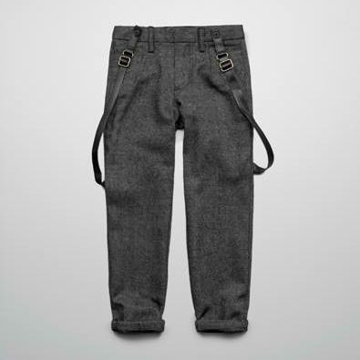 boys' holiday clothes: herringbone pants with suspenders