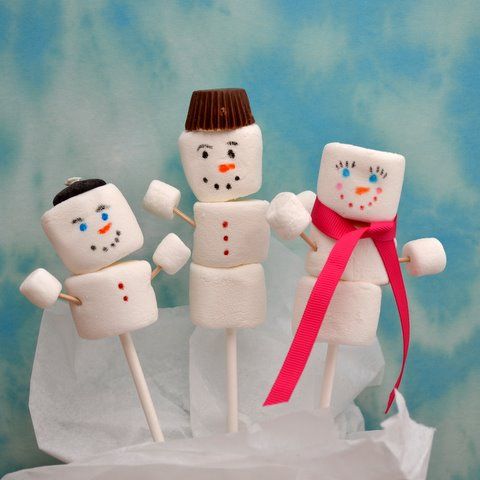 holiday food gifts: marshmallow snowmen
