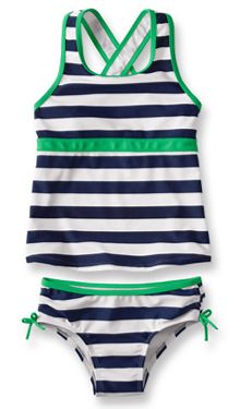 Girls' striped two-piece surfer suit on Cool Mom Picks