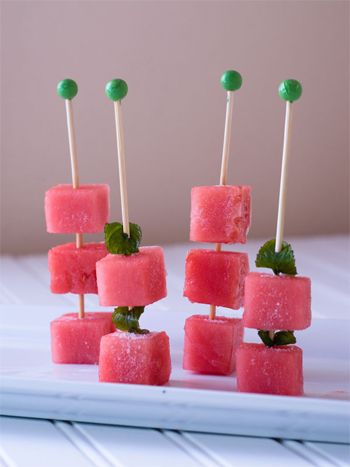 Easy Watermelon Mint Skewers snack on Confetti Sunshine