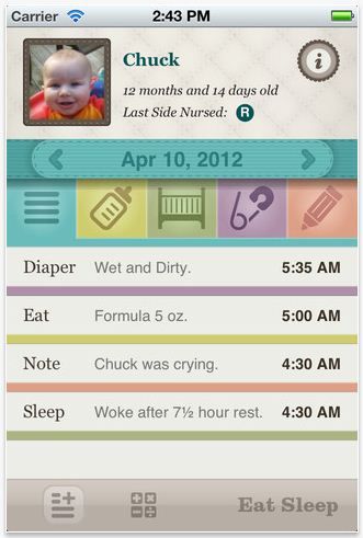 Eat Sleep newborn schedule tracking app