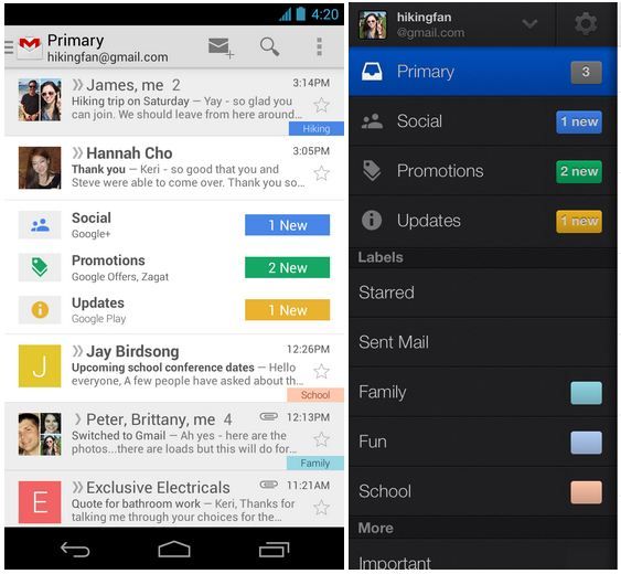 Gmail mobile app with new tabs at Cool Mom Tech