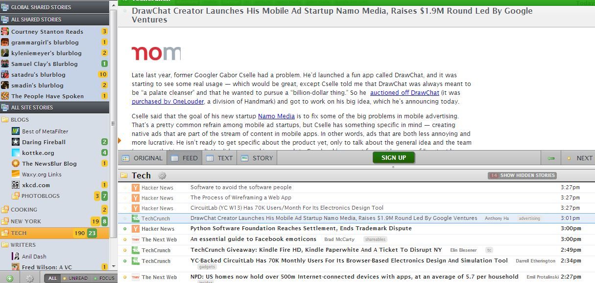 Newsblur, Google Reader alternative on Cool Mom Tech