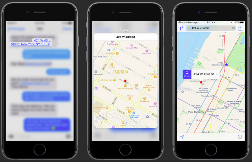 iPhone 6S: Peek maps feature lets you bring up a map from an address without going into a new app