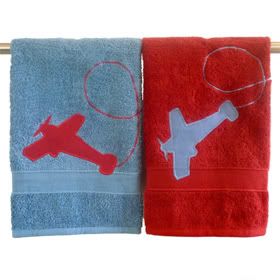 Handmade airplane applique hand towels