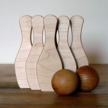 Wooden bowling play set