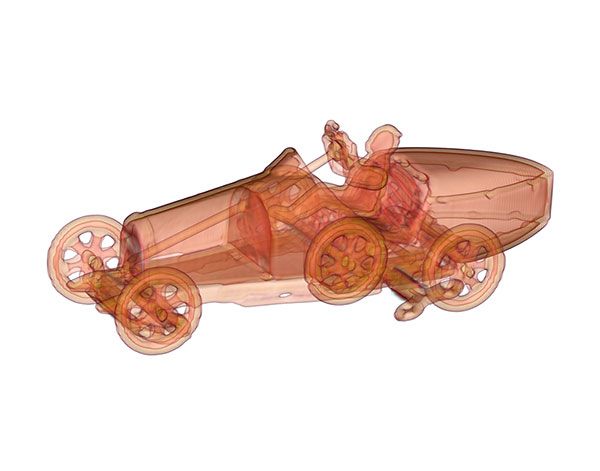 CT scan art print of toy car