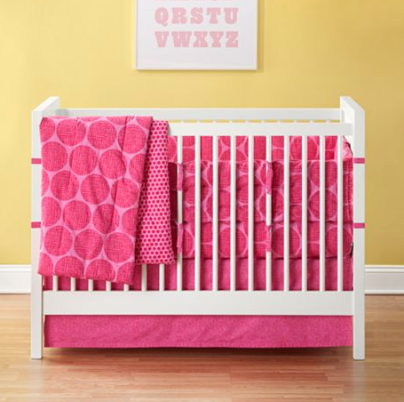 Polka dot crib bedding in organic cotton