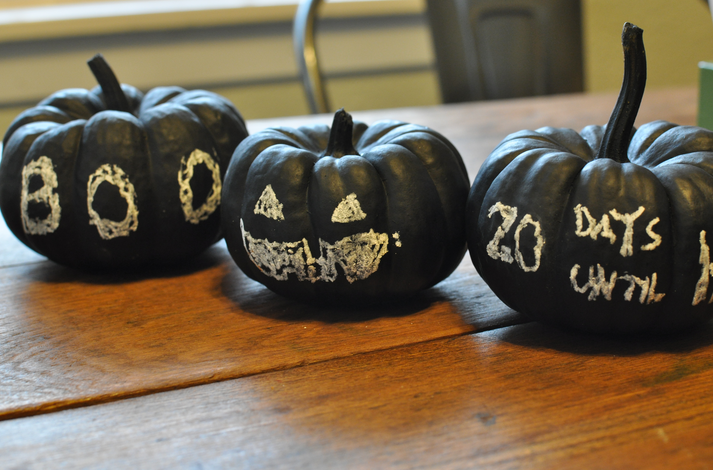 No-carve Halloween pumpkin ideas: Chalkboard pumpkins