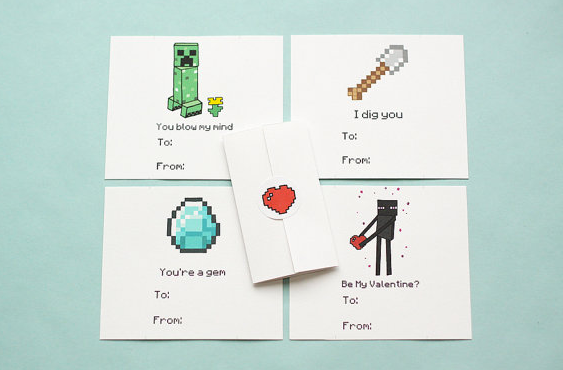 Minecraft Valentine Cards