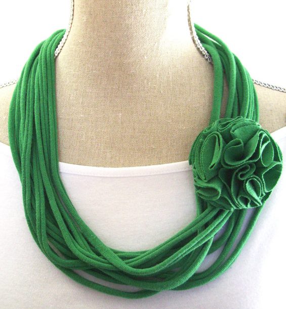 Upcycled emerald green necklace on Cool Mom Picks