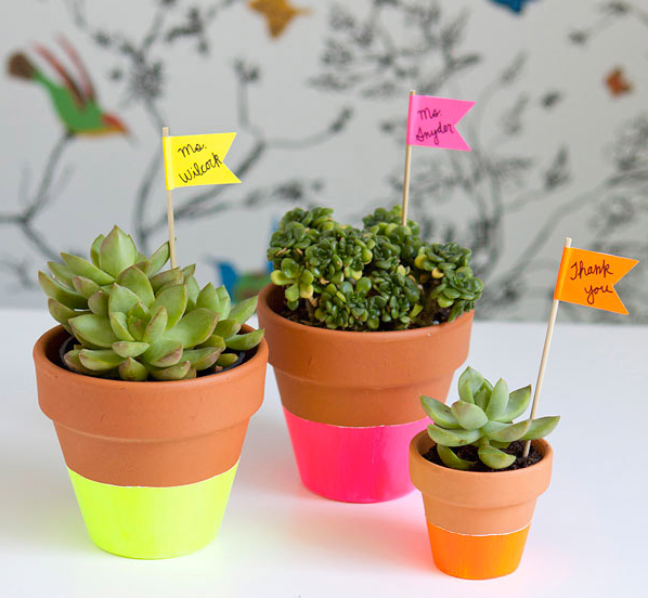 Neon dipped planters by Hello Bee on Cool Mom Picks