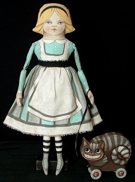 Alice in Wonderland folk art doll