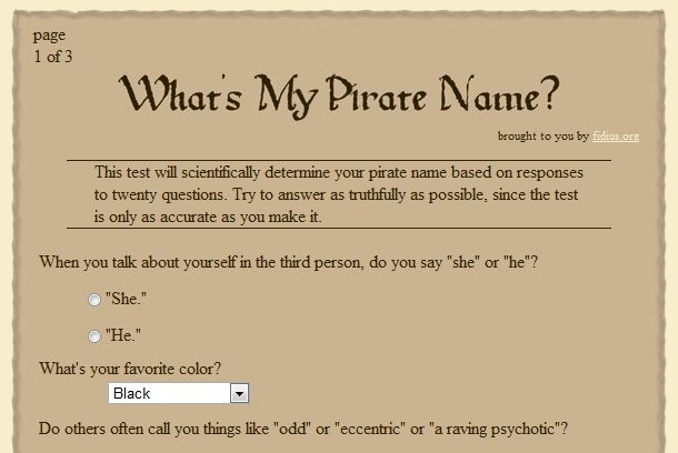 Pirate name quiz!