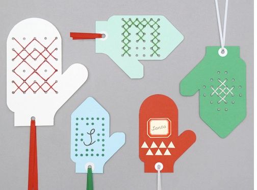 DIY Mitten holiday gift tags from Design Sponge