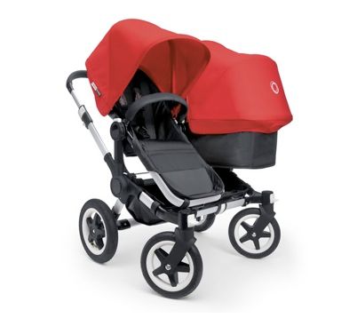 Red baby gear: Bugaboo Donkey double stroller