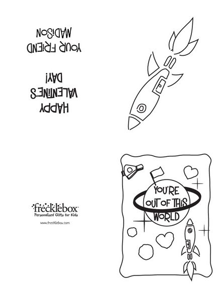 Frecklebox Coloring Valentine Cards for younger kids: Free and printable