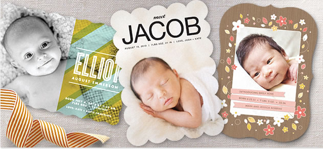 Baby announcements featuring new Minted card shapes
