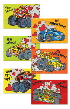 Burnin' Rubber Scratch & Sniff monster truck valentines