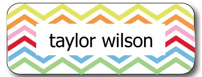 Chevron patterned kids' name labels from Namemaker