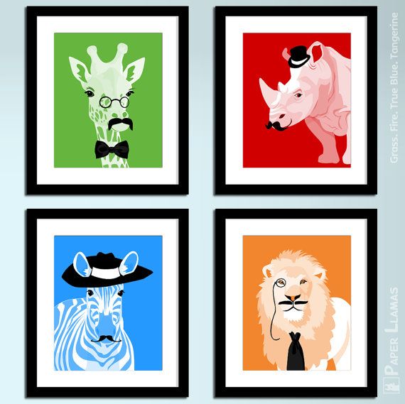 Mustache animal prints | Paper Llamas