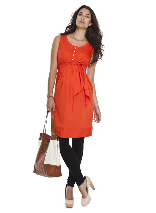 Maternity work wear: orange cotton dress