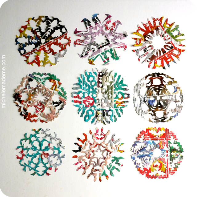 Holiday crafts for kids: recycled catalog snowflakes