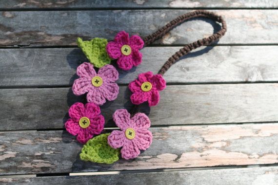 Handmade girls' crocheted flower necklace by Rebekah Desloge