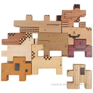 Tetris-esque wooden animal blocks for kids