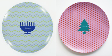 Personalized holiday plates for Christmas or Hanukkah