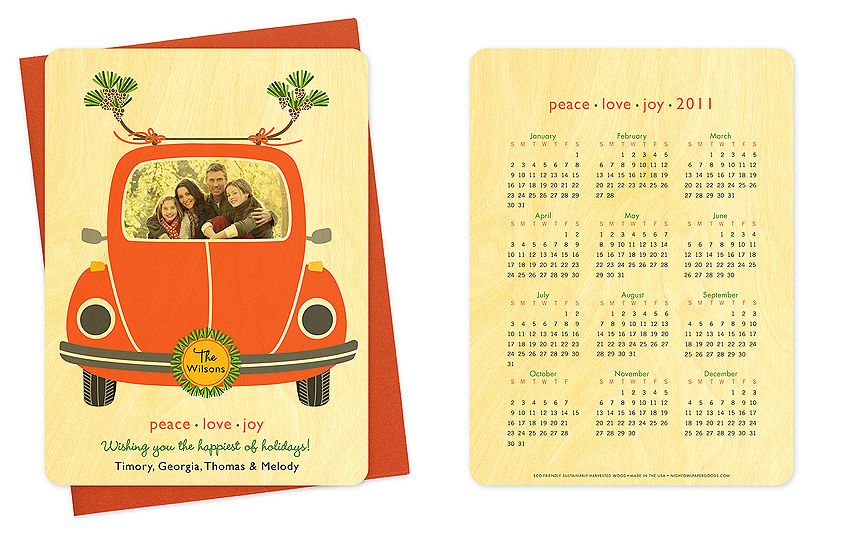 Holiday greeting card with calendar