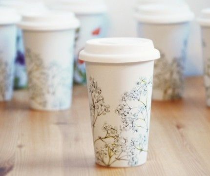 Handpainted ceramic travel mugs