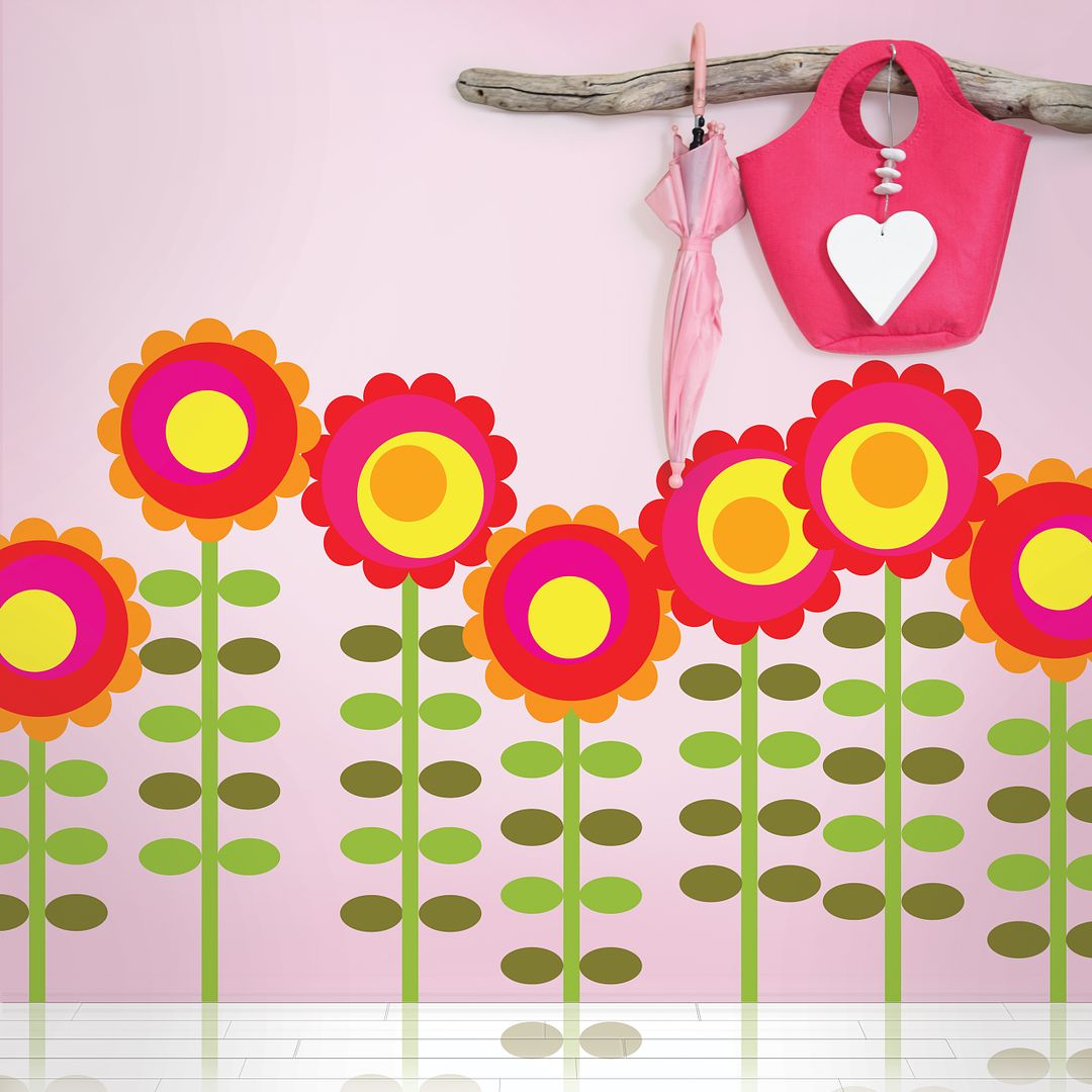 Happy Flowers wall decals by Wall Candy Arts
