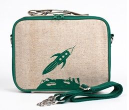 Insulated lunch bag with rocket motif