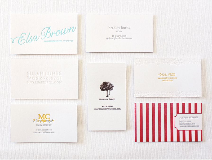 Letterpress calling cards by Paper Lovely