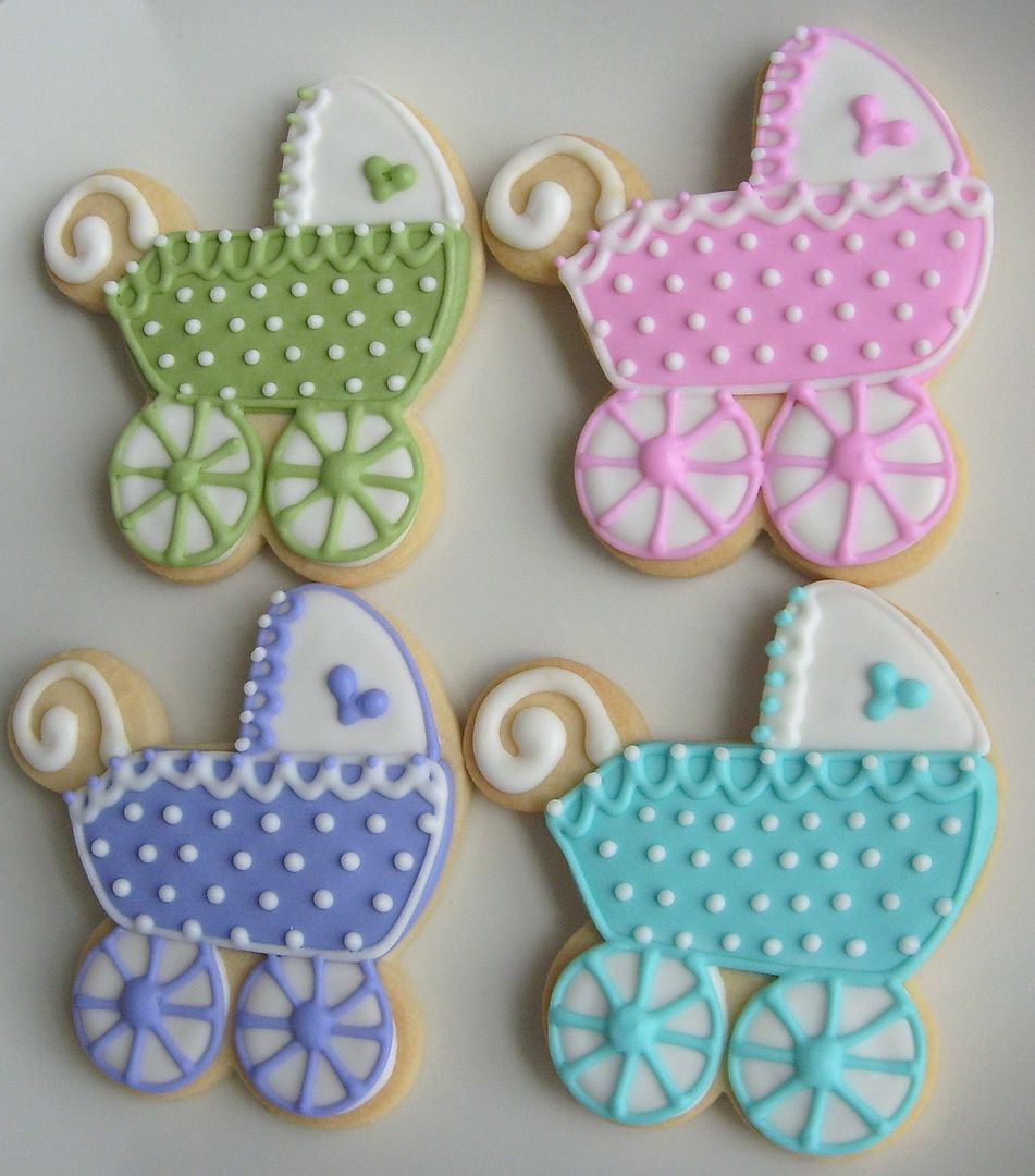 Baby stroller cookies for a baby shower