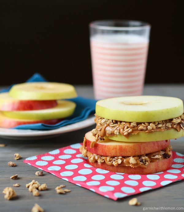 Apple Sandwich with Almond Butter and Granola on Cool Mom Picks