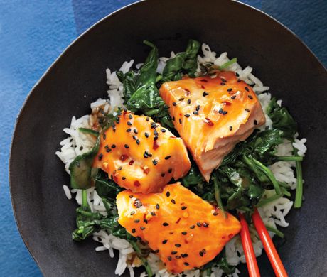 Asian Salmon Bowl with Lime Drizzle on Cool Mom Picks