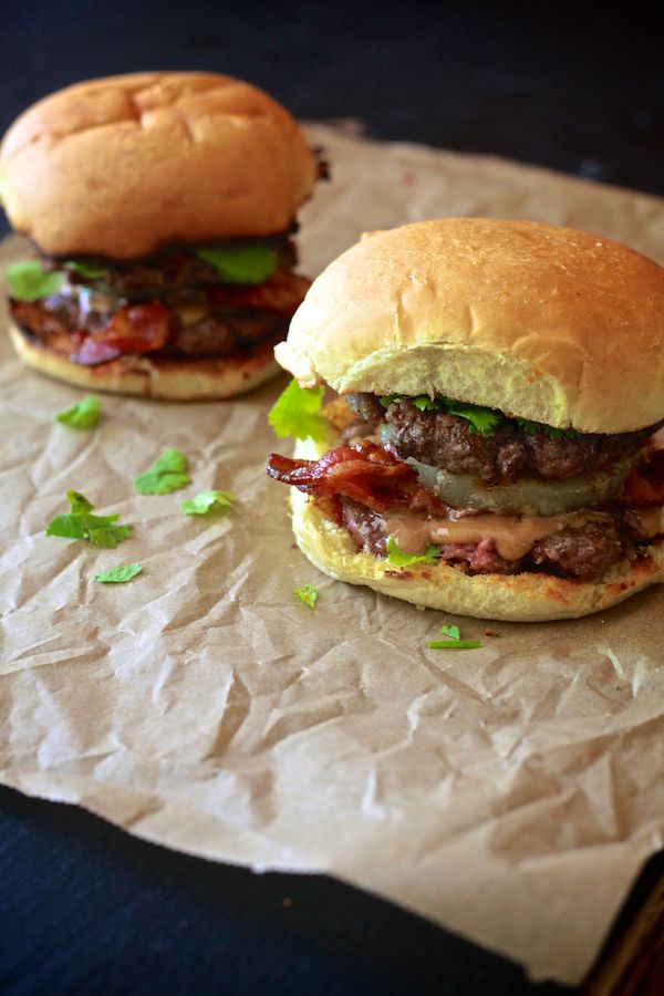 Thai Peanut Butter Bacon Burger recipe on Cool Mom Picks