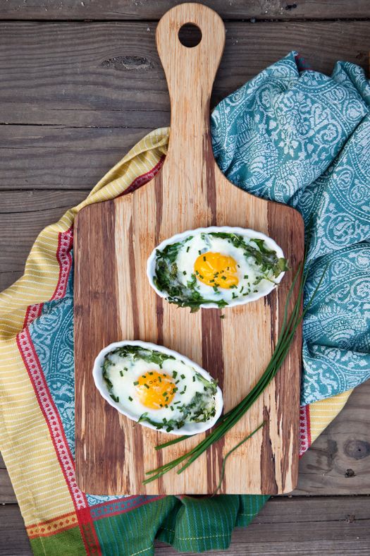 Arugula Chive Baked Eggs at Cool Mom Picks