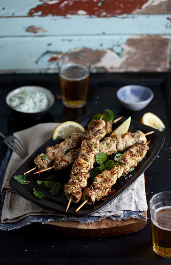 Grilled Chicken Kebabs with Tzatziki at Drizzle and Dip